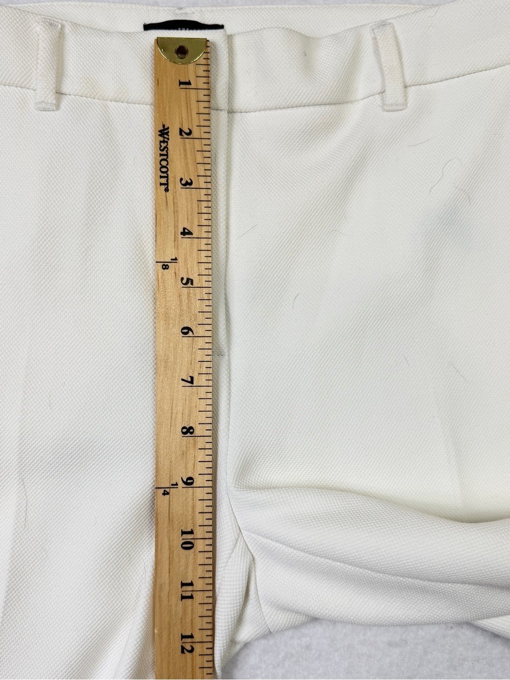 White House Black Market The Boot White Textured Flare Pants Size 4 Career - Picture 9 of 10